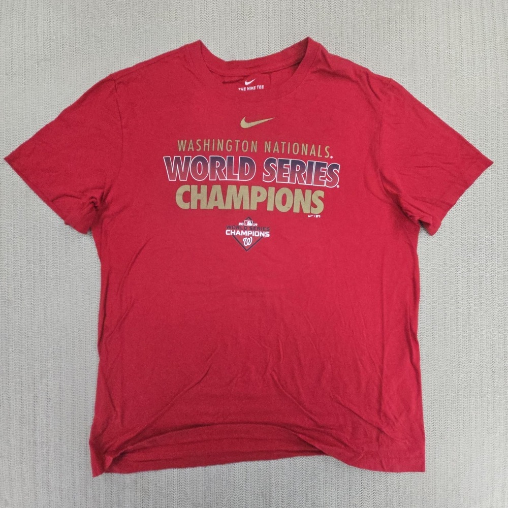 Nike Washington Nationals Shirt Mens Large Red MLB World Series Champions - Picture 2 of 10